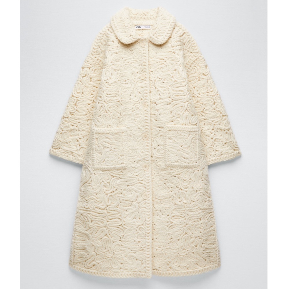 Zara Ecru Structured Wool Blend Coat - Picture 16 of 17